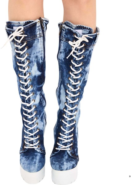 /kot Bot, Kadın Kot Ayakkabılar, Modern Botlar, Platform Kot Botlar / Mavi Renk Kot Çizme /doğum Günü Hediyesi fiyatları