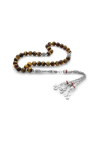 (Tesbihane) Kararmaz Metal Çift Başlı Kartal Püsküllü Küre Kesim Kaplangözü Doğaltaş Tesbih