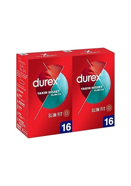 Durex Yakın Hisset Slim 32'li Prezervatif