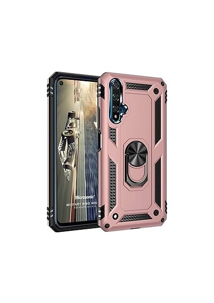 Microsonic Nova 5t Için Kılıf Military Ring Holder Rose [nova 5t ile Uyumlu Kılıf - Ros