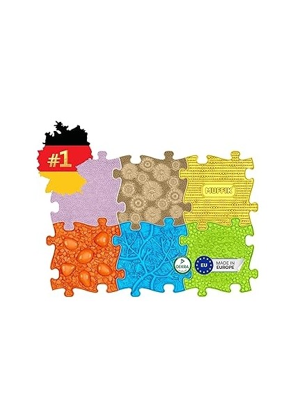 Muffik Baby Mat – 6’lı Ortopedik Duyu Gelişim Aktivite Matı | 1-3 Yaş Bebek Tummy Time & Motor Geli