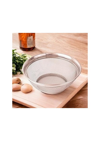 Deconox Paslanmaz Çelik Kulpsuz Süzgeç 26CM, Paslanmaz Pirinç Süzgeci, Paslamaz Çelik Mutfak Süzgec