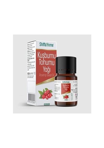 Shiffa Kuşburnu Yağı 10 ml | Soğuk PRES,%100 Saf ve Doğal Kuşburnu Tohumu Yağı | Cilt Nemlendi