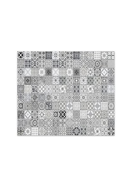 Decorita 10011506005 Karakalem Desen Cam Ocak Arkası Koruyucu, 52CM x 60CM