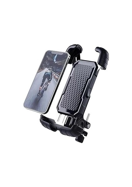 Hobimtek HT-171 Bisiklet Telefon Tutucu Gidon Tipi Motosiklet Telefon Tutucu 360 Dönebilir Darbe Em