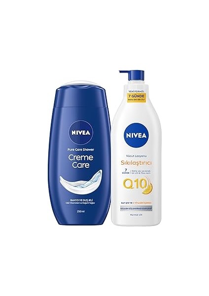 Creme Care Nemlendirici Duş Jeli 250ML ve Q10 Sıkılaştırıcı Vücut Bakım Losyonu 400ML, C Vita