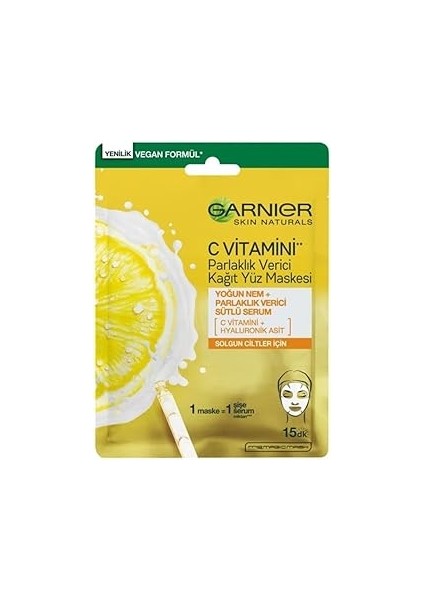 C Vitamini Parlaklık Verici Kağıt Yüz Maskesi