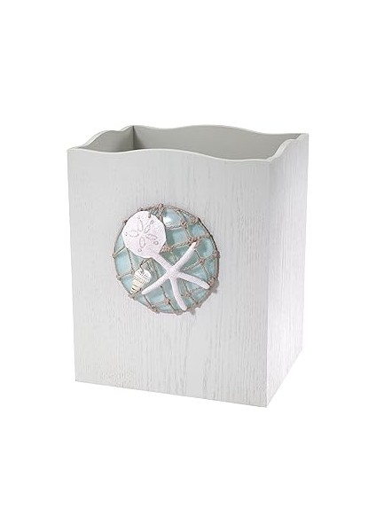 Avanti Linens - Çöp Sepeti, Dekoratif Çöp Kovası, Plajdan Esinlenen Banyo Aksesuarları (Seaglass Ko