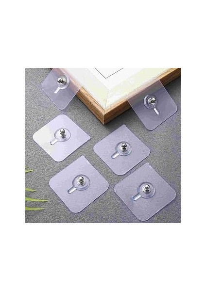 Jouis Yapışkanlı Vida Şeffaf Duvara Monte Vida Kancaları, Iz Bırakmayan Asma Çivi Kancaları Tutucul