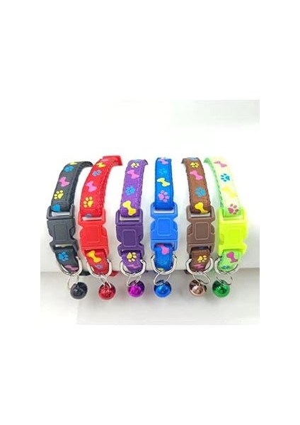 Glipet Pati Desenli Zilli Kedi Boyun Tasması 19X1 cm Fıstık Yeşil