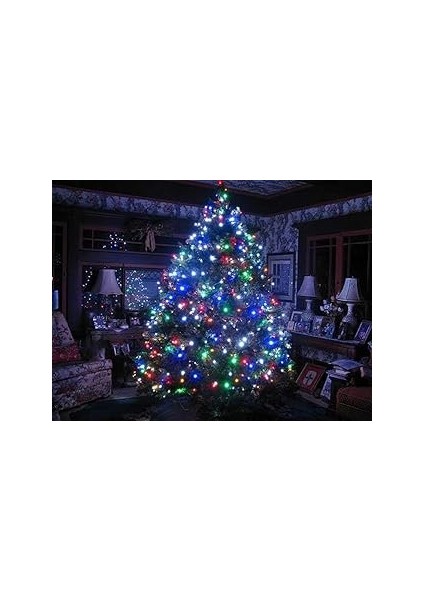 Coverzone 50 Metre Fişli Rgb LED Işık Noel Yılbaşı Ağacı Işığı LED Ampül Çam Ağacı Balkon Merdiven