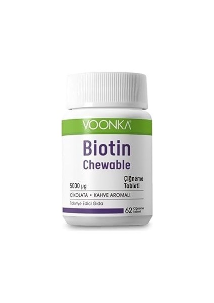 Voonka Biotin 5000 Mcg 62 Çiğneme Tableti
