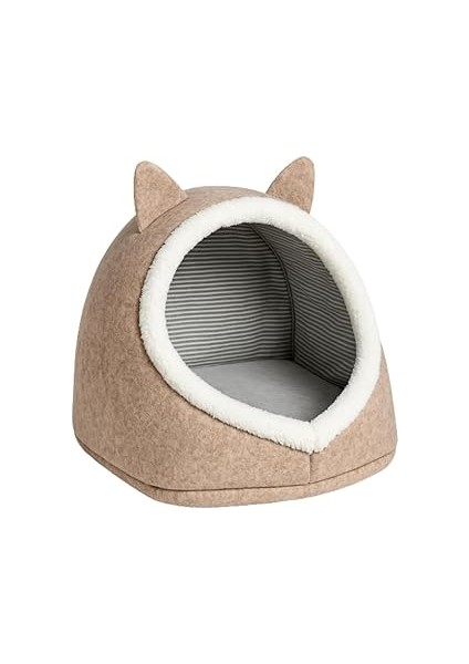 Beylini Kedi Köpek Evi Katlanabilir Evcil Hayvan Yatağı Peluş Yastık Hediyeli Dekoratif Kedi Köpek