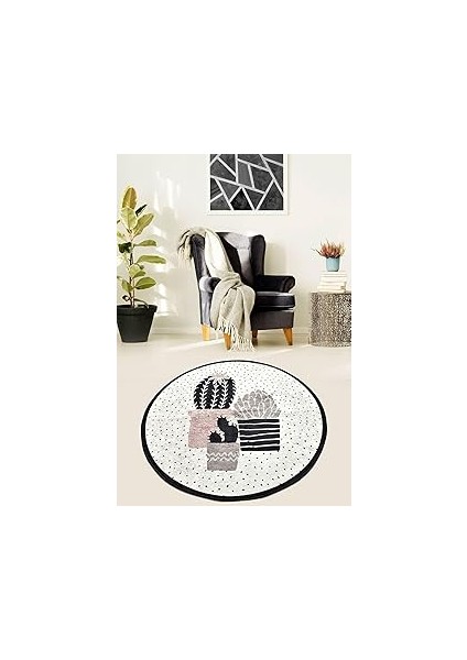 Chilai Three Cactus Djt Kaymaz Taban Dekoratif Halı, 120 x 120