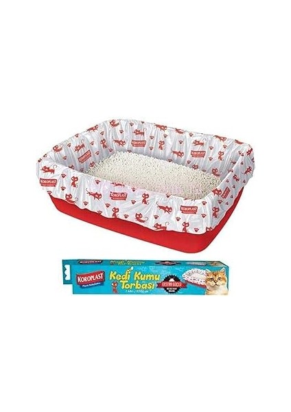 Koroplast Büzgülü Kedi Kumu Poşeti 7'li Set, 82X50 cm Extra Güçlü Büzgülü Kolay Bağlama, Pratik Sız