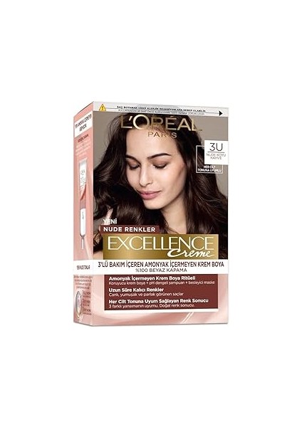 L'oréal Paris Excellence Creme Nude Renkler Saç Boyası - 3u Nude Koyu Kahve