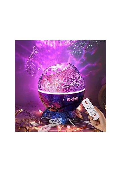 Coverzone Dinozor Yumurtası Gece Masa Lambası Hoparlör LED Lamba Projektör LED Işı