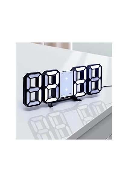 Valkyrie Beyaz LED Siyah Kasa Dijital Dekoratif Masa Veya Duvar Saati