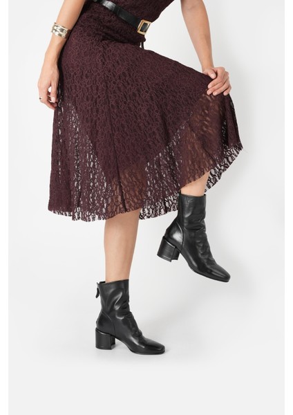 Bestyle Gerçek Doğal Deri 5,5 cm Topuklu Kadın Bot