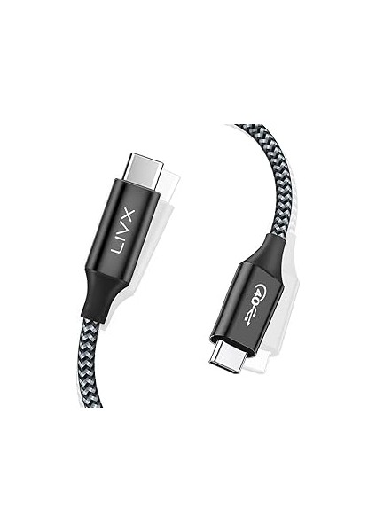 Livx Action Thunderbolt 4 Type C Kablo 100 W Pd Şarj 1.8 Metre 40 Gbps Veri ve Görüntü Aktarım Kabl