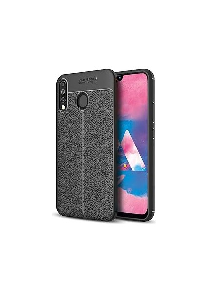 Microsonic M30 Için Kılıf Deri Dokulu Silikon Siyah [galaxy M30 ile Uyumlu Kılıf - S