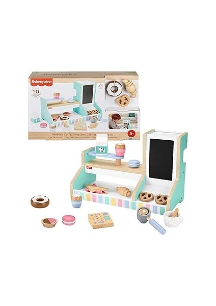 Fisher-Price 3 Yaş ve Üzeri Çocuklar Için 20 Ahşap Parçadan Oluşan Ahşap Kahve Dükkanı Oyun Seti ve