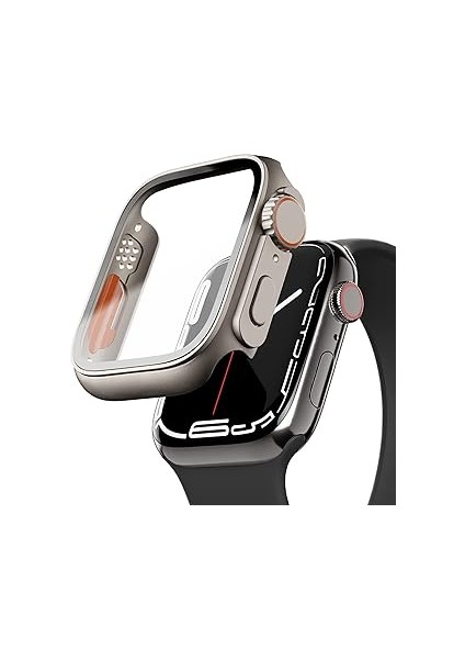 Minesk Watch ile Uyumlu Saate Watch Görünümü Veren Uzay Gri Ekran Koruyucu Kasa Full Ko