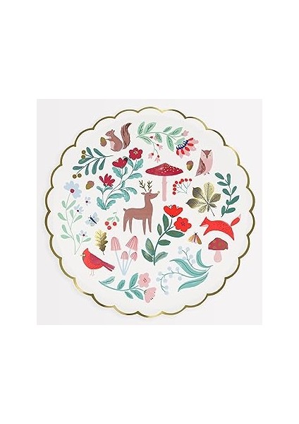 Meri Meri - Winter Woodland Dinner Plates - Orman Tabak (L) (8'li)