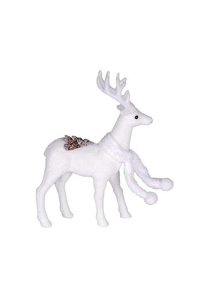 Herdekora Yılbaşı Süsü Beyaz Atkılı Geyik Beyaz 20X9X32 Cm.
