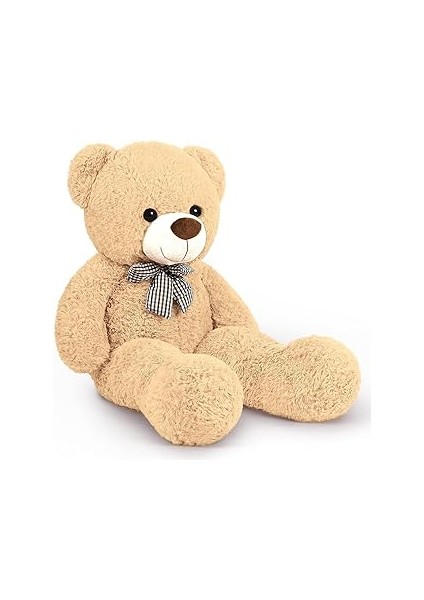 90 cm Rengarenk Papyonlu Peluş Ayıcık -% 100 Yerli̇ (Boz)