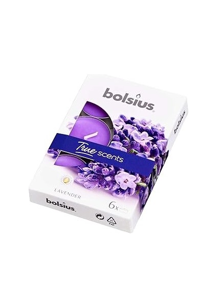 Bolsius Kokulu Tealight Mum, Lavanta Kokulu, Mor Renkli, 6'lı Paket, 4 Saatlik Yanma Süresi - Ev Mu