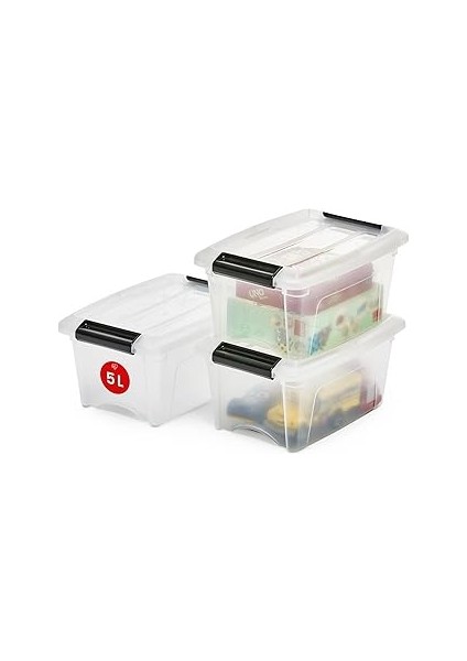 Iris Ohyama New Top Box Clear, 5l, Transparan, 3 Ünite(Ler)