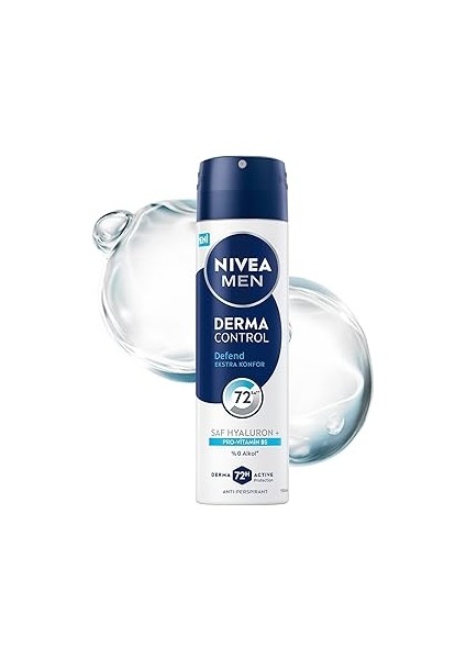 Men Erkek Sprey Deodorant Derma Control Defend 150 Ml, 72 Saat Anti Perspirant Koruma, Tahriş