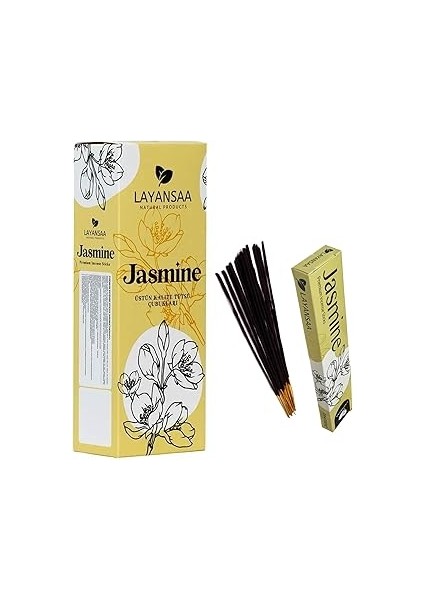 Layansaa Yasemin (Jasmine) Kokusu Özel Aroma Kokusu Agarbatti Arınma 20 Adet 1 Paket Çubuk Tütsü
