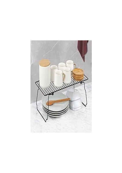 Sas Haus Mutfak Masası Tezgah Üstü Dolap Içi Portatif Katlanabilir Raf Düzenleyici AS-802 Siyah