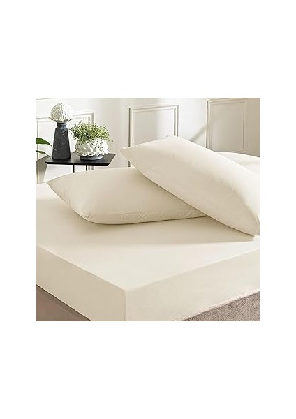 Taç Pamuk Rf Düz Çarşaf Ekru Çift Kişilik