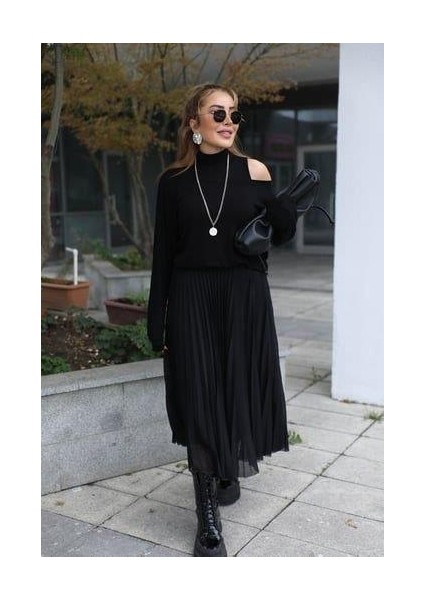 Kadın Triko Plise ve Tül Detay Iki Parça Elbise fiyatları