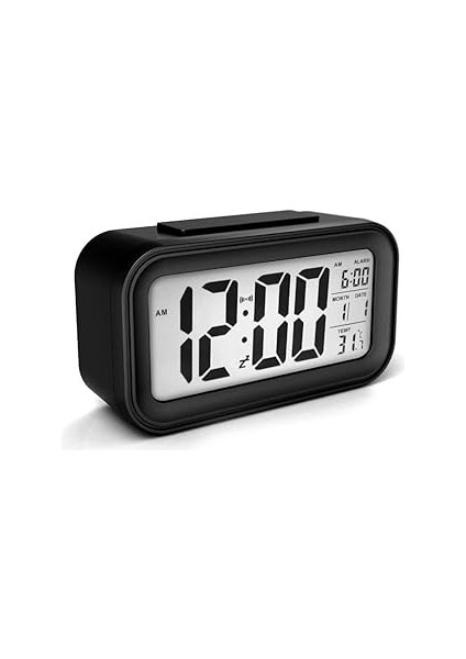 Mobee LCD Dijital Alarmlı, Gece Görüşlü Masa Saati, Termometreli Çalar Saat