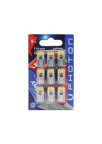 Photon Ampul T10 W5W 12V 10SMD LED Amber (9'lu Blister)