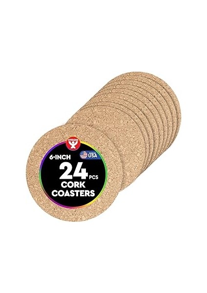 Hygloss Mantar Bardak Altlıkları - 15,24 cm Yuvarlak (24'lü Paket)