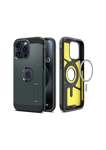 Spigen 15 ile Uyumlu Kılıf Tough Armor Magfit Özellikli Abyss Green - ACS06735