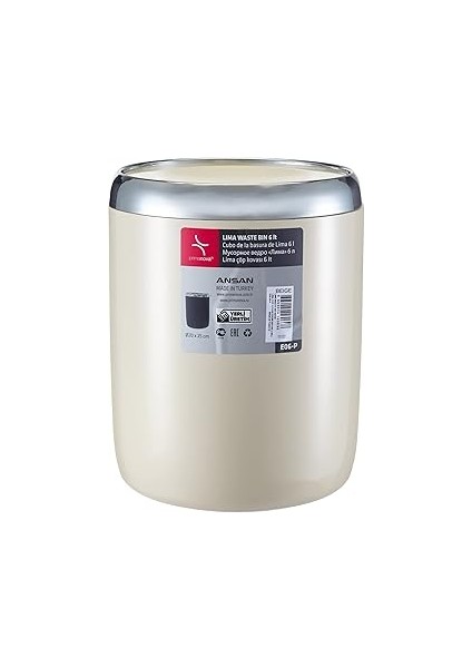 Primanova Lima Krom Dekorlu Çöp Kovası, Bej