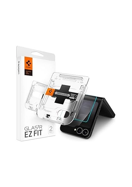 Spigen Z Flip 6 ile Uyumlu Cam Ekran Koruyucu Kolay Kurulum Glas.tr Ez Slim Hd (2 Adet)