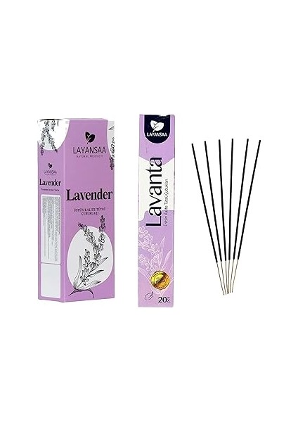 Layansaa Lavanta (Lavender) Arınma Agarbatti Özel Aroma Kokusu 20 Adet 1 Paket Çubuk Tütsü