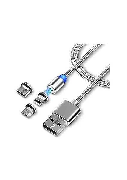 Alfais 4910 Mıknatıslı 3'ü 1 Arada Manyetik Data Kablo