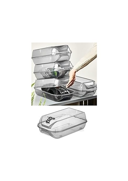 Arvale Füme Kilit Kapak Unisex Ayakkabı Saklama Kutusu | Modüler Yapı | Ayakkabı Depolama - 5 Adet