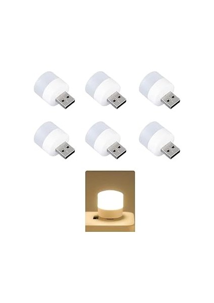 Btosep LED Lambalar, USB Işık, 6 Adet, Taşınabilir USB Gece Lambası, Led, Bebek Uyk