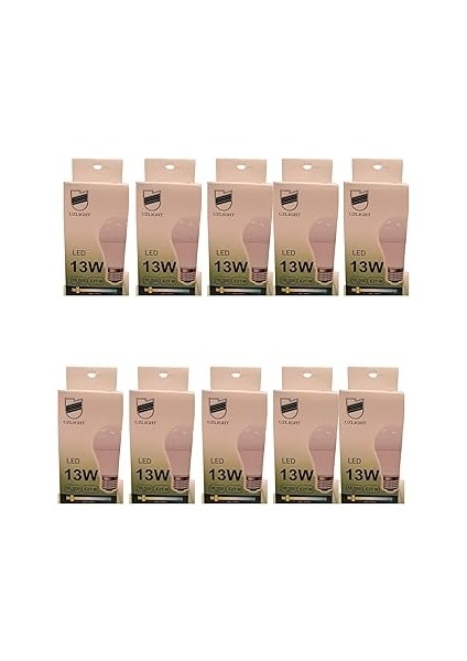 10'lu Uzlight 13W A60 E27 Duy 3000K Sarı Işık LED Ampul