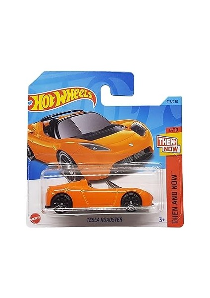 Hot Wheels - Tesla Roadster - Then And Now 6/10 - HKJ44 - Short Card - Cabriolet - Orange -