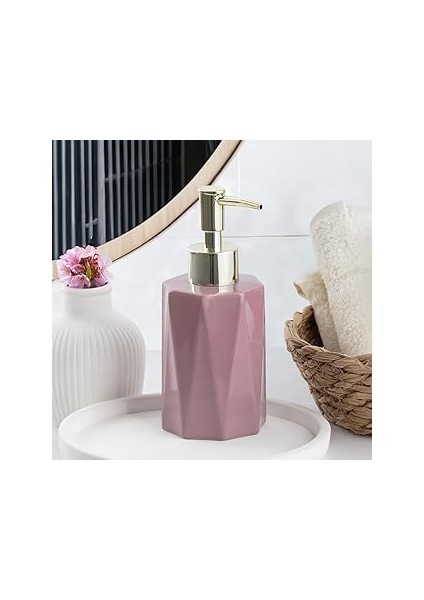 Porsima 3205 Seramik Sıvı Sabunluk - Tezgah Üstü Banyo Mutfak Lavabo Sabunluğu - 250 cc Pudra